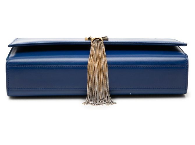 Borsa a tracolla Saint Laurent YSL Monogram Classic Kate Tassel Chain Blu - vista 3