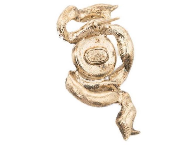 Brincos de botão com motivo de fita Chanel Coco Mark Dourado - vista 3