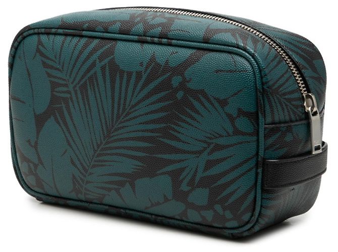 Borsa Saint Laurent Logo Botanical Palm Leaf Print Nero Verde - vista 2