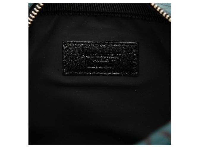 Borsa Saint Laurent Logo Botanical Palm Leaf Print Nero Verde - vista 5