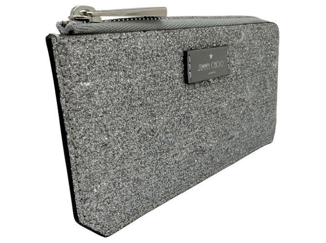 Jimmy Choo Silver Leather Card Case Silvery - view 3