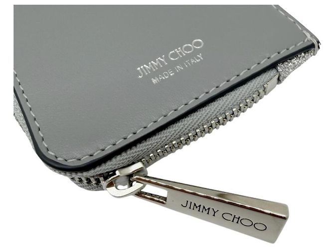 Jimmy Choo Silver Leather Card Case Silvery - view 7