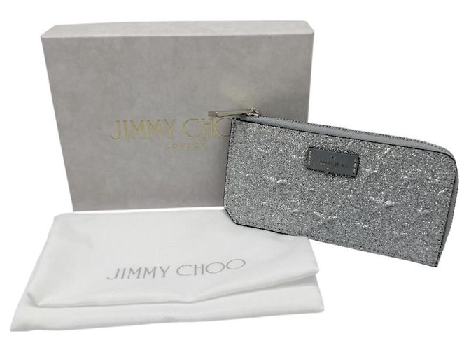 Jimmy Choo Silver Leather Card Case Silvery - view 9