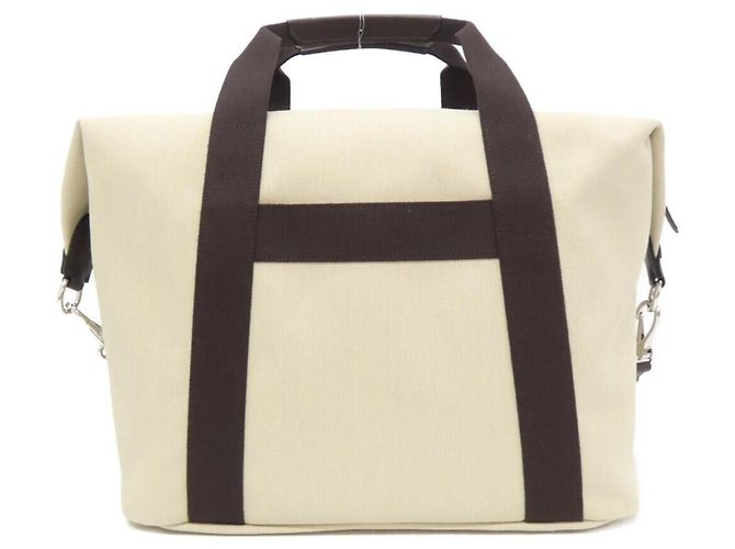 Borsa Hermès Groom in tela beige Rosso - vista 2
