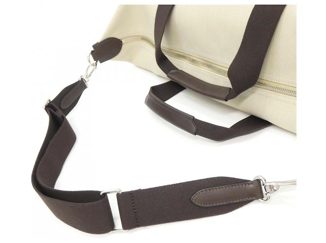 Borsa Hermès Groom in tela beige Rosso - vista 5