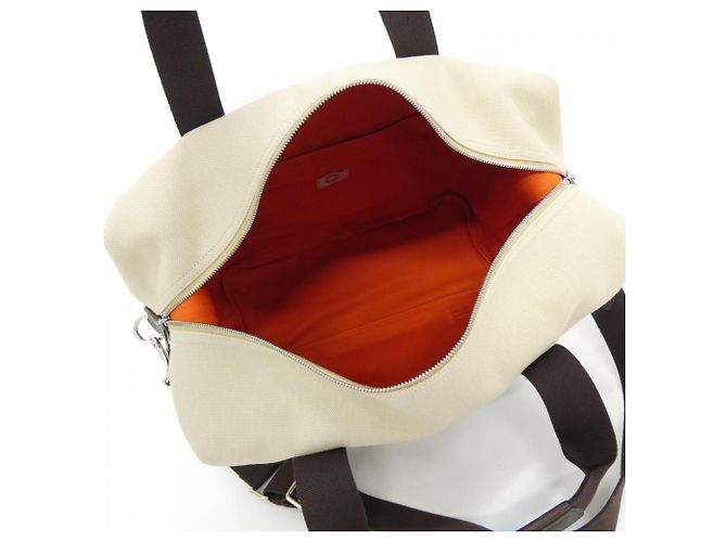 Borsa Hermès Groom in tela beige Rosso - vista 8