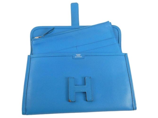 Hermès Hermes Jige Duo Long Wallet Blau - Ansicht 7
