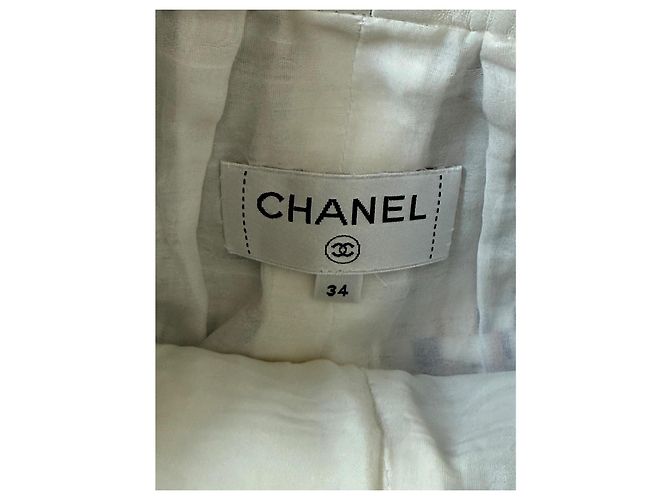 Minigonna Chanel in vernice bianca e tweed multicolore Bianco - vista 5