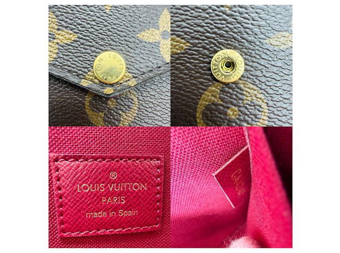 Pochette Felicie Monogram Louis Vuitton Bolso de Hombro Castaño Fucsia - vista 12