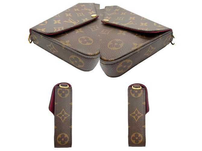 Pochette Felicie Monogram Louis Vuitton Bolso de Hombro Castaño Fucsia - vista 3