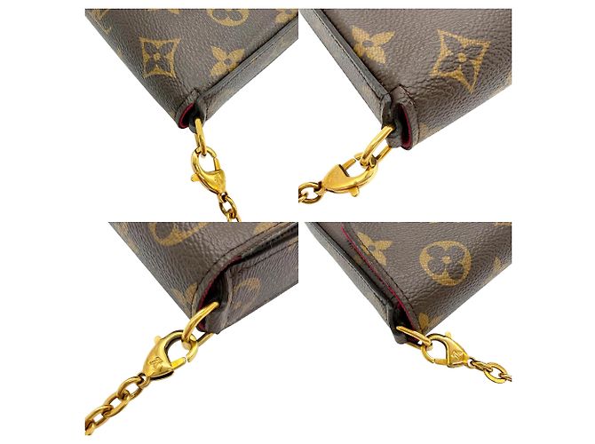 Pochette Felicie Monogram Louis Vuitton Bolso de Hombro Castaño Fucsia - vista 6
