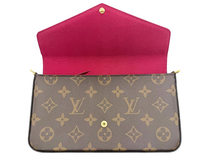 Pochette Felicie Monogram Louis Vuitton Bolso de Hombro Castaño Fucsia - vista 7