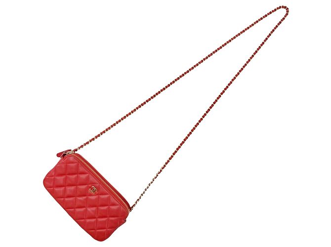 Timeless Portafoglio con catena in agnello rosso Chanel - vista 14