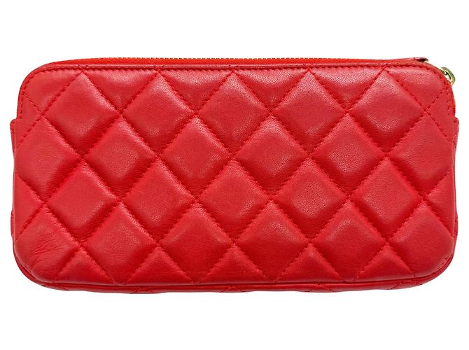 Timeless Portafoglio con catena in agnello rosso Chanel - vista 2