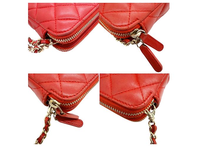 Timeless Portafoglio con catena in agnello rosso Chanel - vista 4