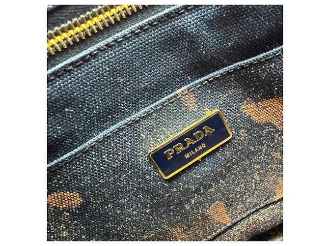 Prada Canapa Canvas Handbag/Tote Bag Blau Orange - Ansicht 10