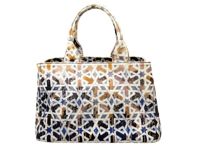 Prada Canapa Canvas Handbag/Tote Bag Blau Orange - Ansicht 2
