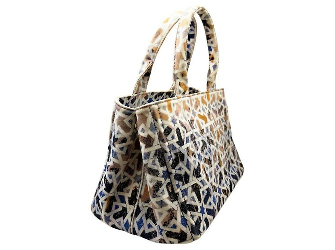 Prada Canapa Canvas Handbag/Tote Bag Blau Orange - Ansicht 3