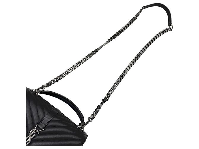 Borsa a Spalla con Catena Saint Laurent Monogram College Nero - vista 10
