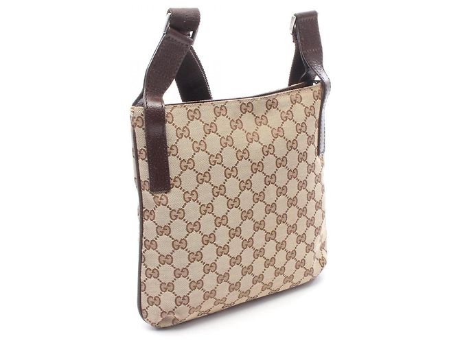 Borsa a Spalla Gucci GG Canvas Marrone Beige - vista 2