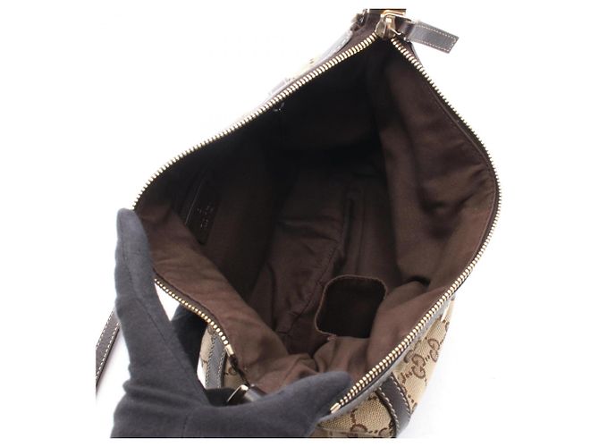 Borsa a Spalla Gucci Abbey GG Canvas Marrone Beige - vista 3