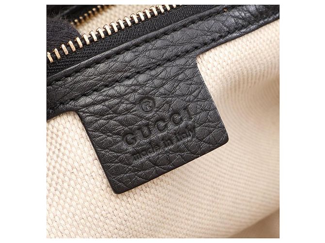 Borsa a tracolla in pelle Gucci Soho Interlocking G Nero - vista 4