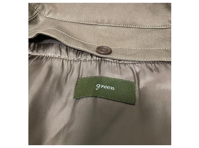 Autre Marque Manteau Poncho mi-long avec doublure verte Kaki - vue 10