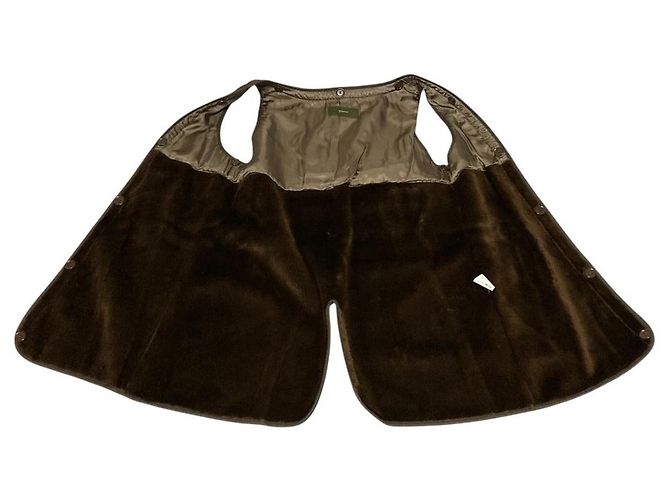Autre Marque Manteau Poncho mi-long avec doublure verte Kaki - vue 18