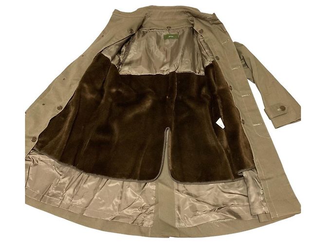 Autre Marque Manteau Poncho mi-long avec doublure verte Kaki - vue 9