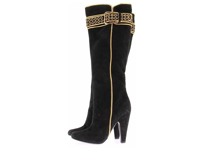 Vicini Wildlederboots mit Golddetails Schwarz - Ansicht 2