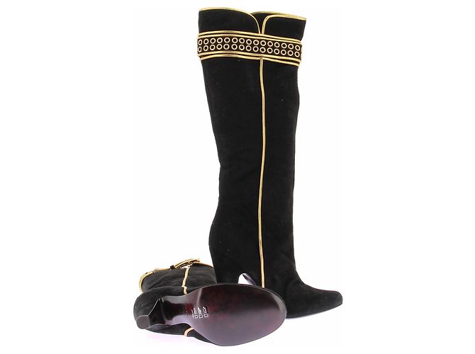 Vicini Wildlederboots mit Golddetails Schwarz - Ansicht 5