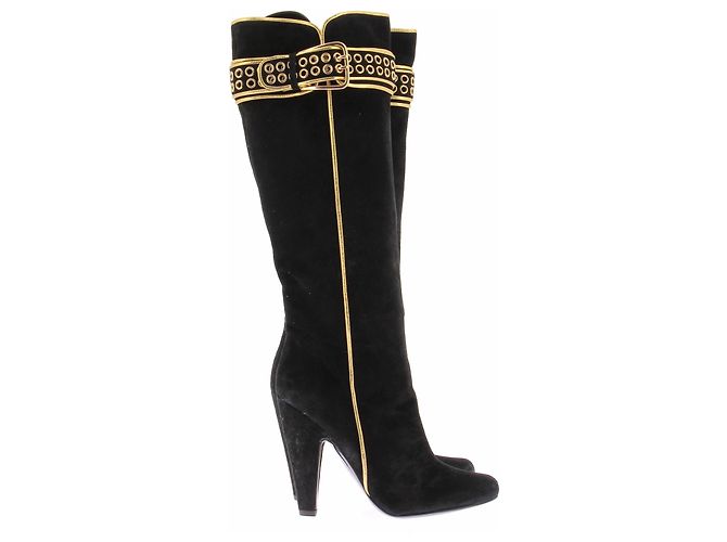 Vicini Wildlederboots mit Golddetails Schwarz - Ansicht 6