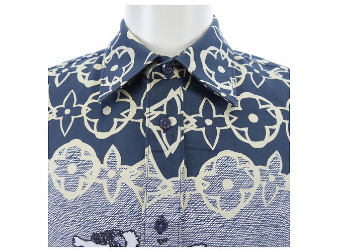 Camicia a maniche corte Louis Vuitton LV Wax Blu Blu navy - vista 5