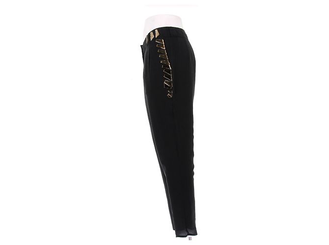 Givenchy Calça preta com ornamentos dourados Preto - vista 4