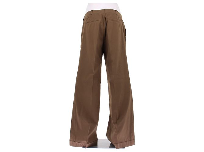 Pantalones Dior Marrón Caqui de Algodón Talla 40 Castaño - vista 2