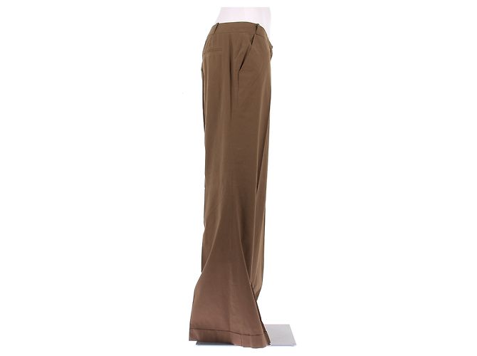 Pantalones Dior Marrón Caqui de Algodón Talla 40 Castaño - vista 3