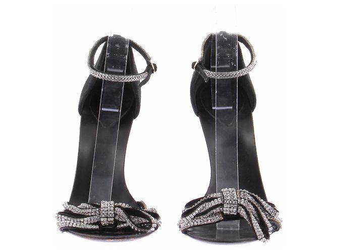 Giuseppe Zanotti Sandali neri con fiocco Nero - vista 3