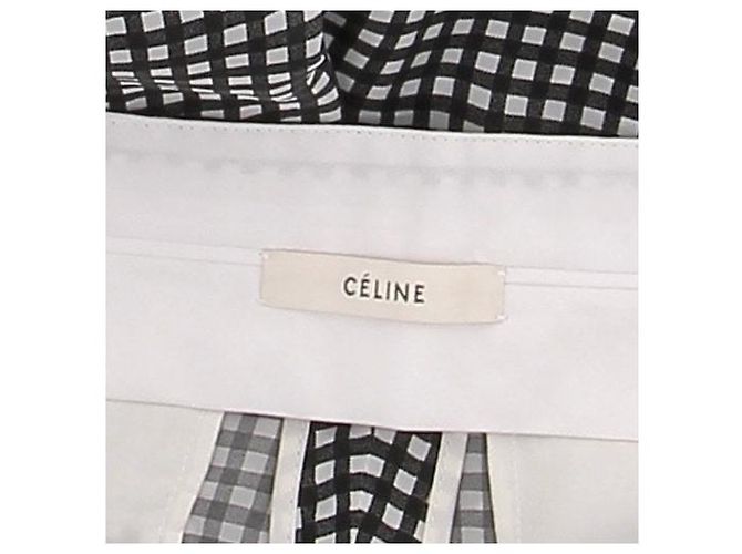 Céline Calça xadrez preta e branca Preto - vista 6