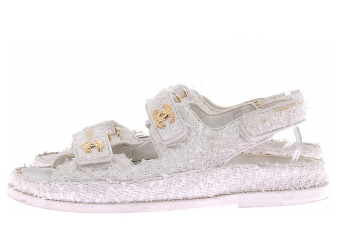 Chanel Sandali "Dad Sandals" in tweed bianco - vista 2