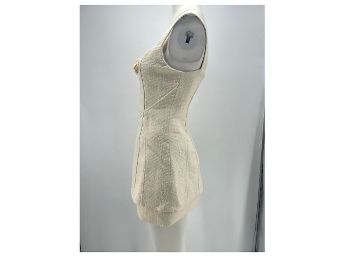 Autre Marque Creme Kleid Blumen-Detail Beige - Ansicht 3
