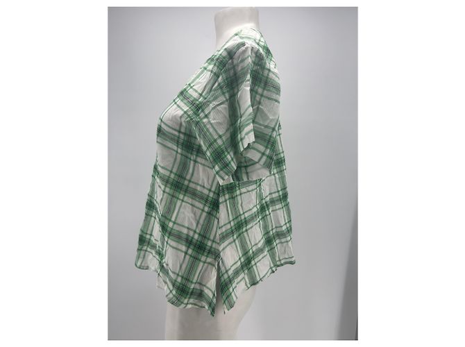 Autre Marque Blusa a quadri verdi e bianchi Verde - vista 3