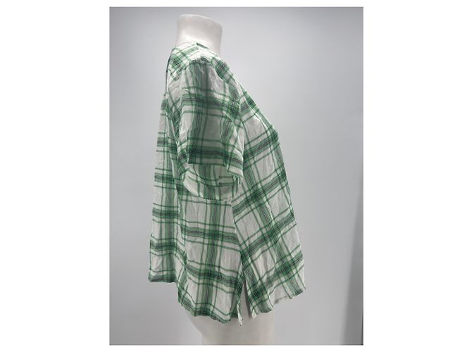 Autre Marque Blusa a quadri verdi e bianchi Verde - vista 4