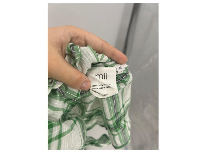 Autre Marque Blusa a quadri verdi e bianchi Verde - vista 6