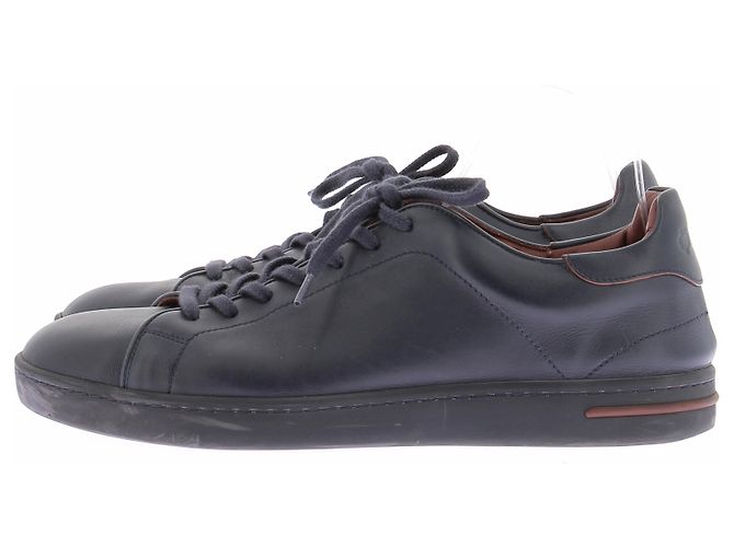 Loro Piana Sneakers in pelle blu navy - vista 2