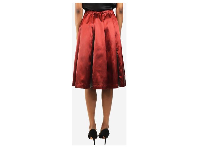 Comme Des Garcons Falda midi de satén roja y gris - talla XS - vista 3