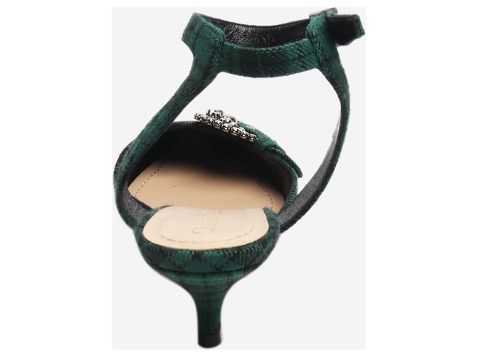 Dior Mules mit Kitten Heels in grün-schwarzem Tartan - Größe EU 35 - Ansicht 3