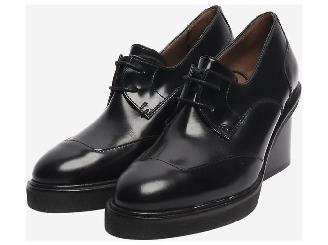Hermès Schwarze Derby-Absatzschuhe mit breitem Blockabsatz - Größe EU 36 - Ansicht 2