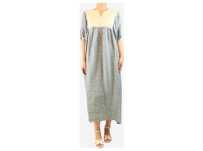 Autre Marque Midikleid aus Leinenmischung in Blau - Größe M - Ansicht 3
