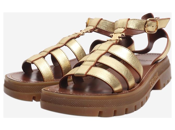 Céline Sandalias Gold Clea Triomphe - talla EU 38 Dorado - vista 2