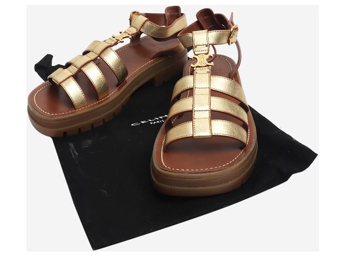 Céline Sandalias Gold Clea Triomphe - talla EU 38 Dorado - vista 7